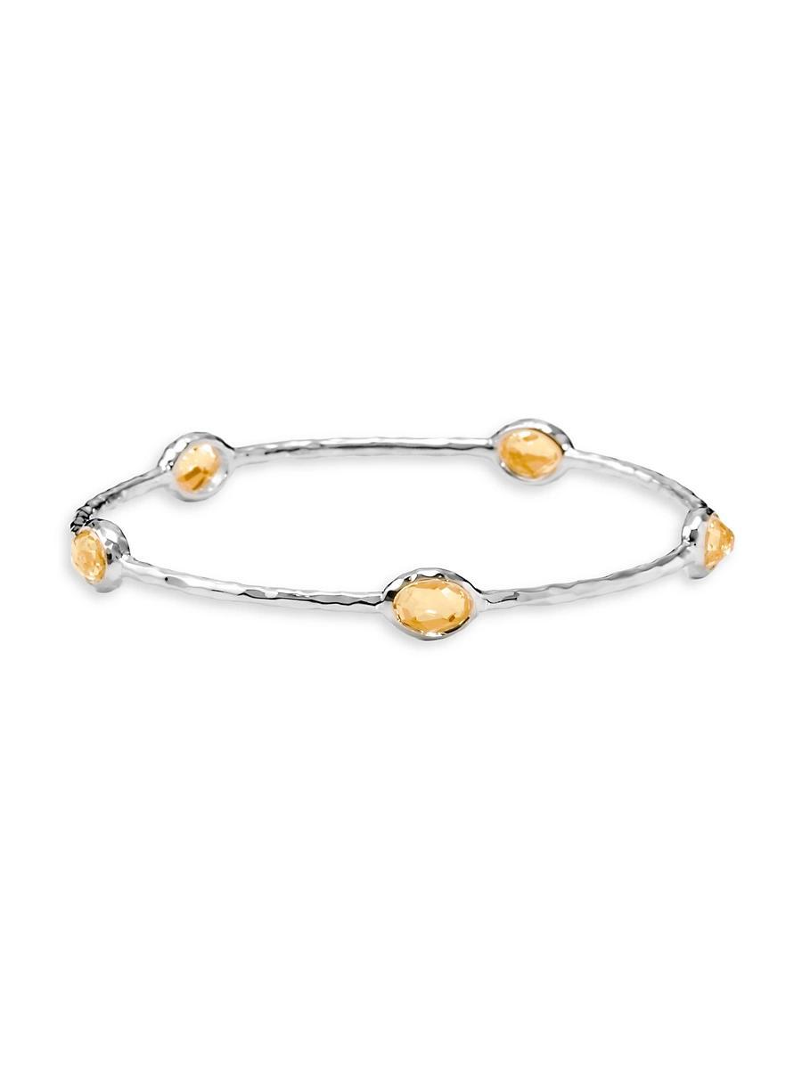 Womens Rock Candy Five-Stone Sterling Silver & Honey Citrine Bangle Product Image