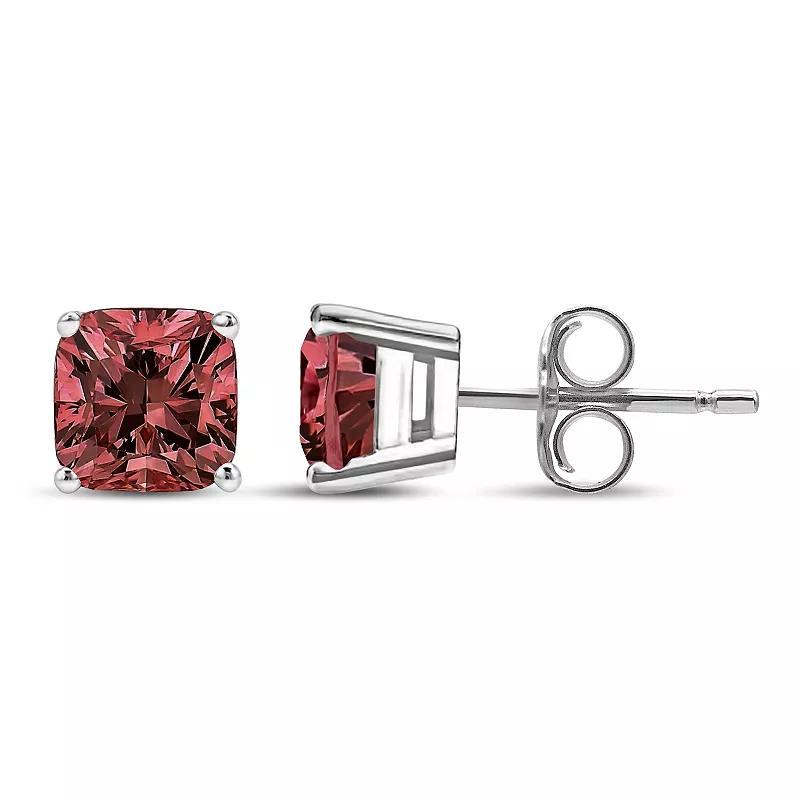 Haus of Brilliance 14k White Gold 1/2 Carat T.W. Lab-Grown Pink Diamond Solitaire Stud Earrings, Womens Product Image