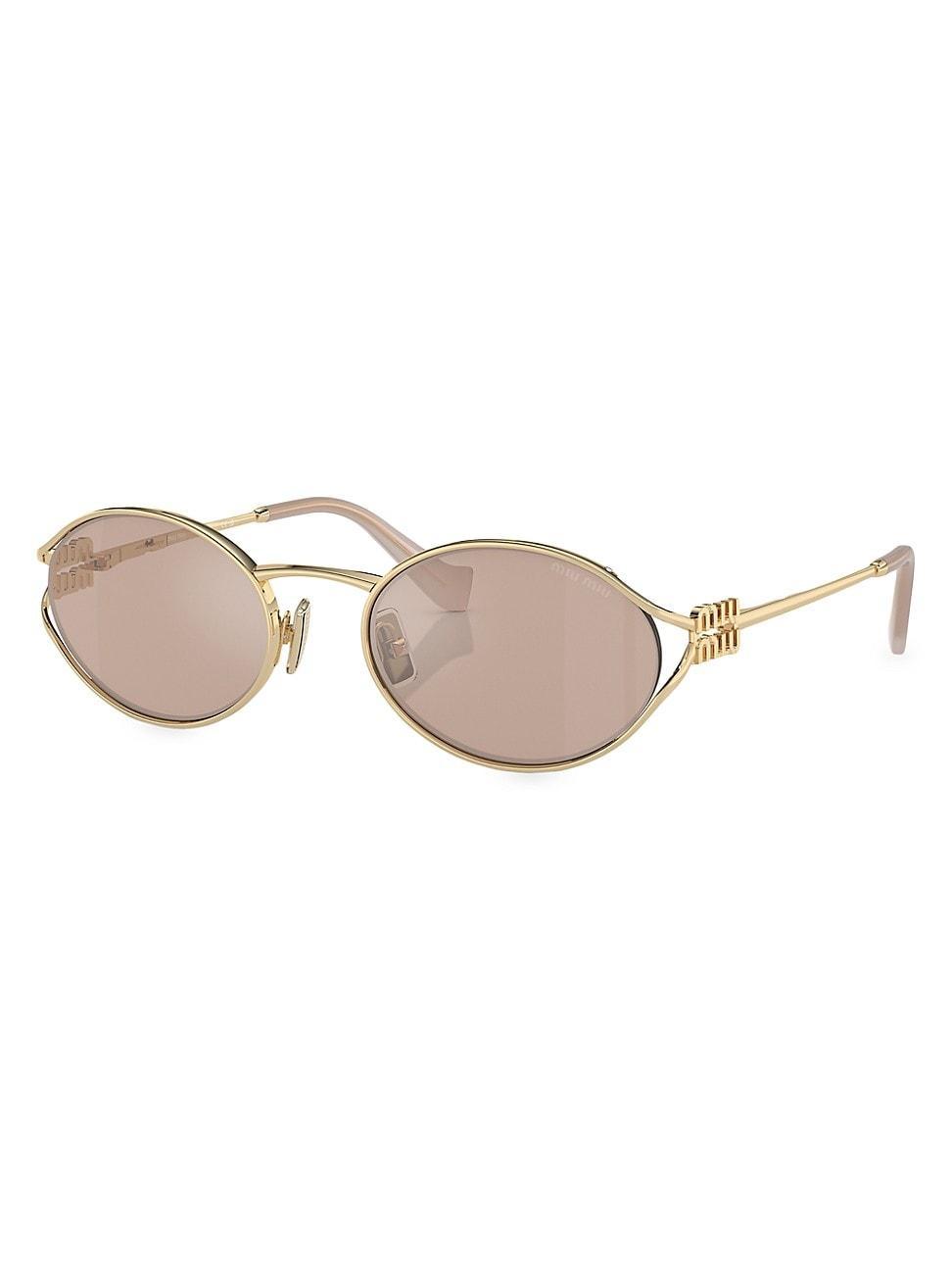 Miu Miu Womens MU 52YS54-X 54mm Oval Mirrored Sunglasses - Pale Gold/Pink Mirror Product Image