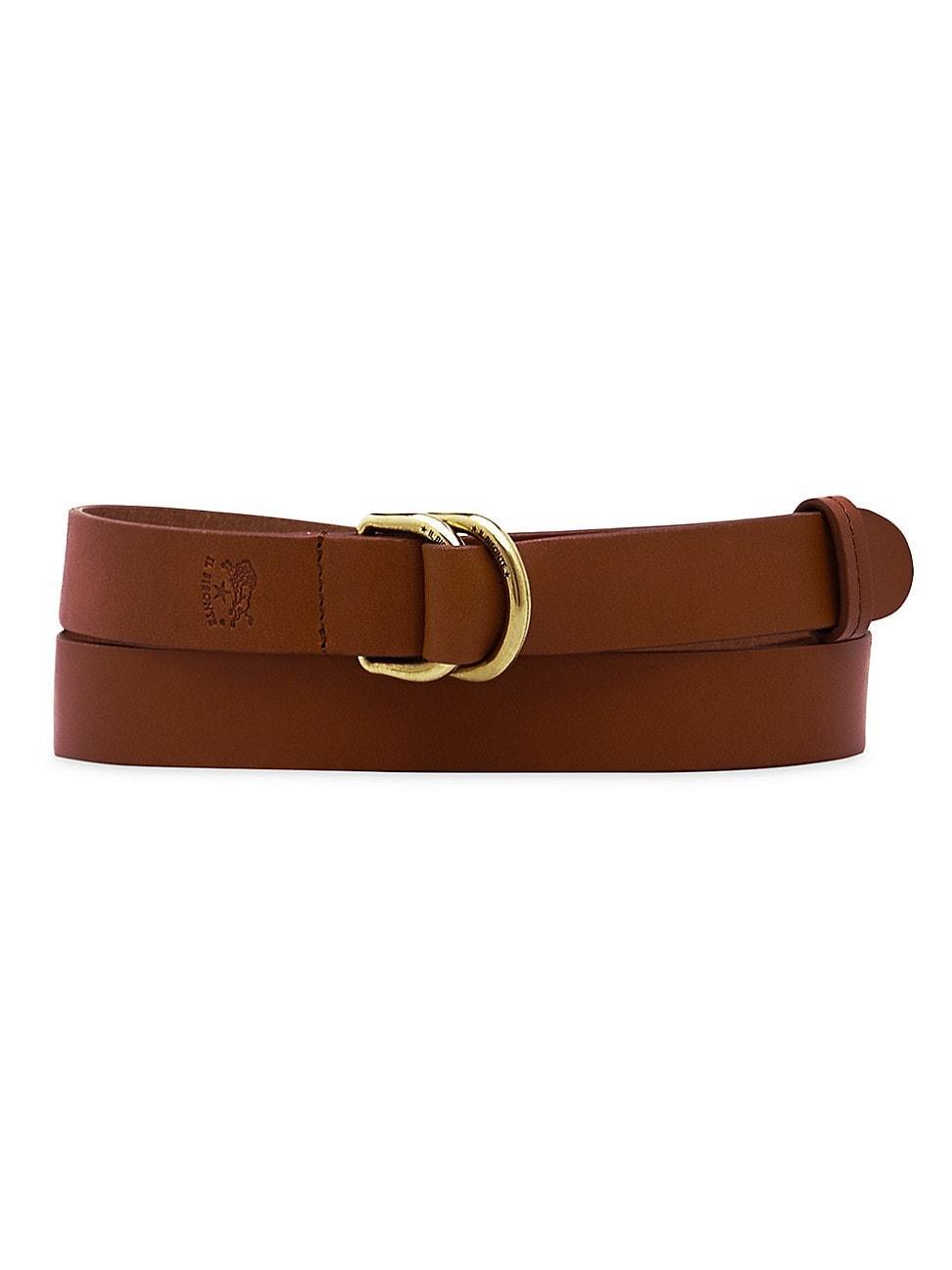 Womens Leather Double D-Ring Buckle Belt Product Image