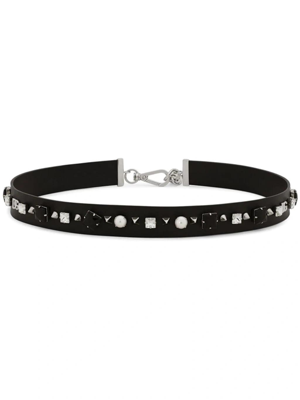 DOLCE & GABBANA Crystal-embellished Chain Belt In Black Product Image