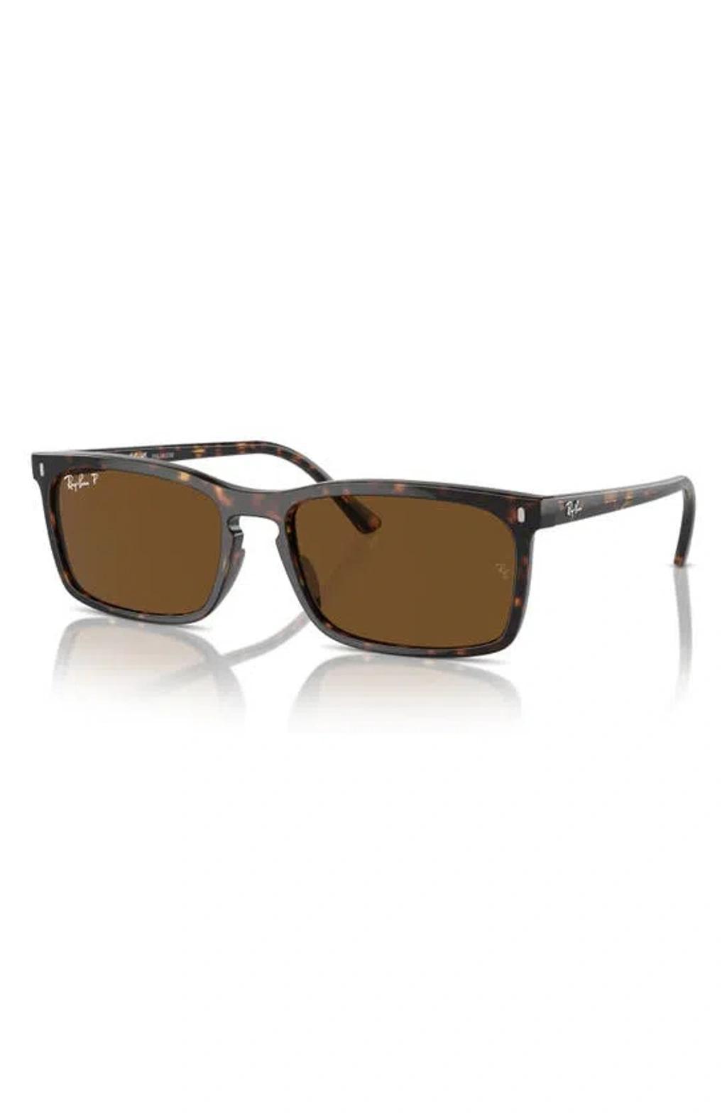 RAY BAN 59mm Polarized Rectangular Sunglasses In Havana Product Image