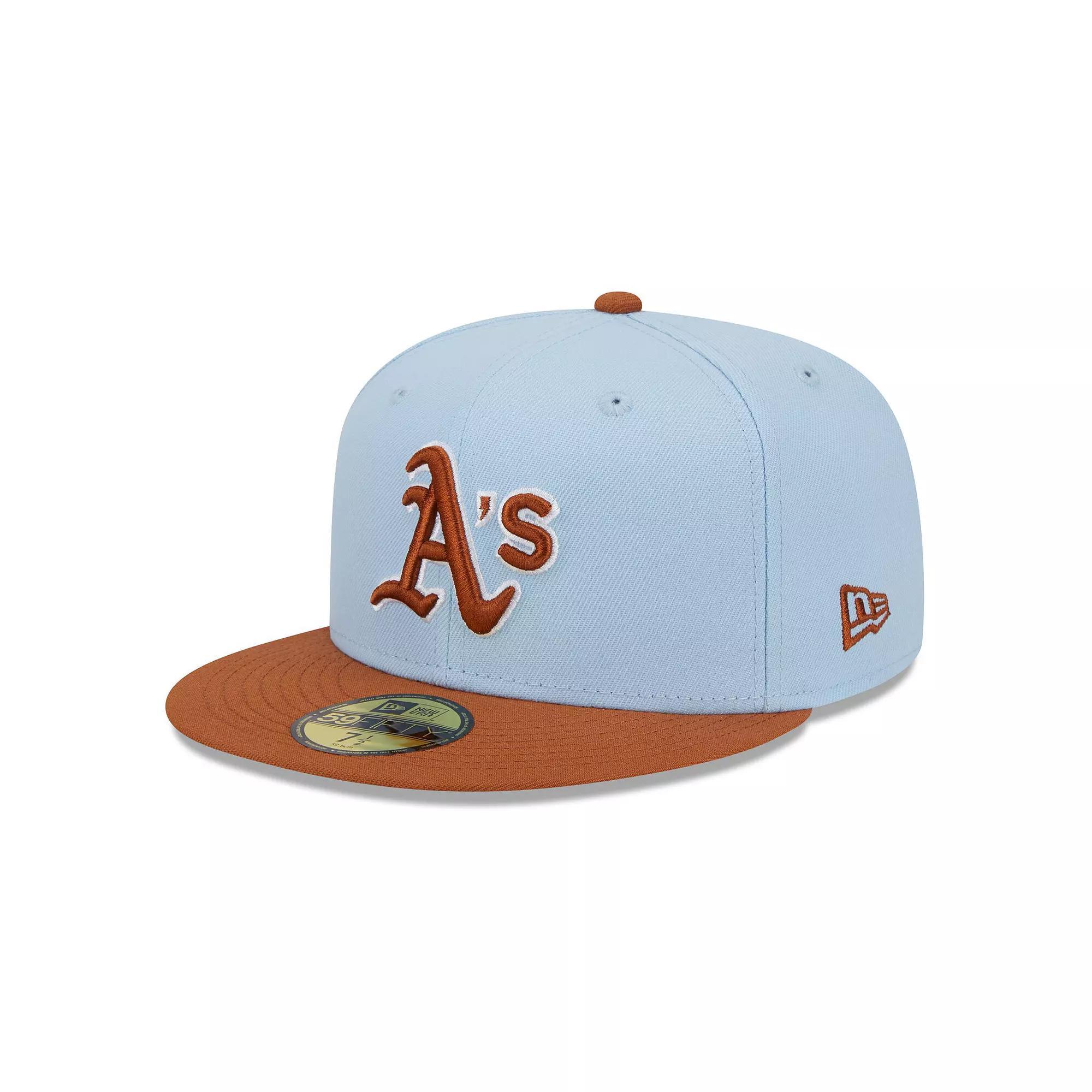 Men's New Era Light Blue/Brown Oakland Athletics Spring Color Basic Two-Tone 59FIFTY Fitted Hat,  Product Image
