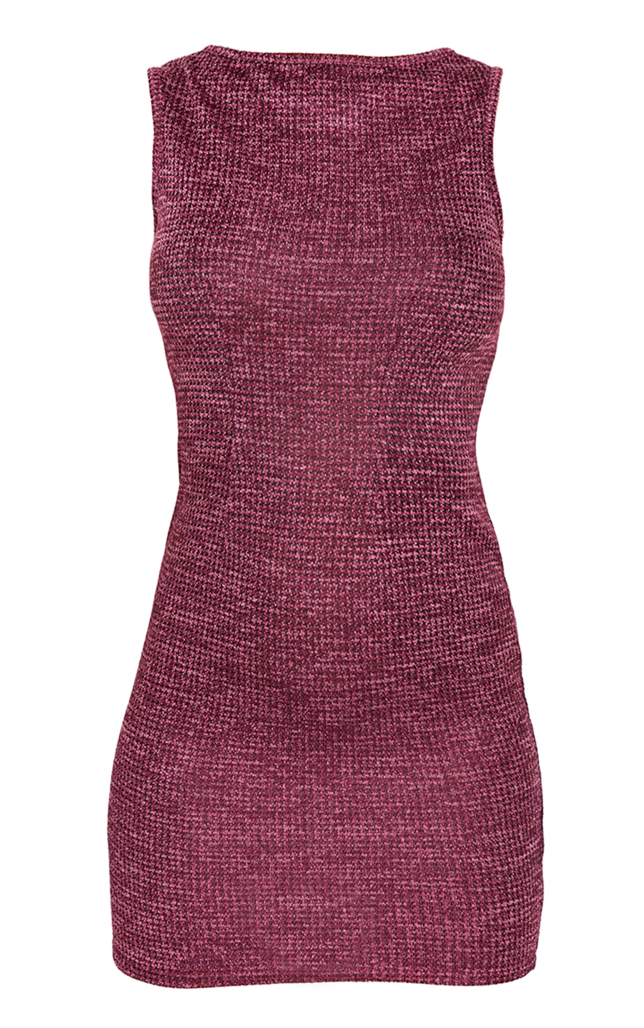 Burgundy Textured Sleeveless Bodycon Dress Product Image