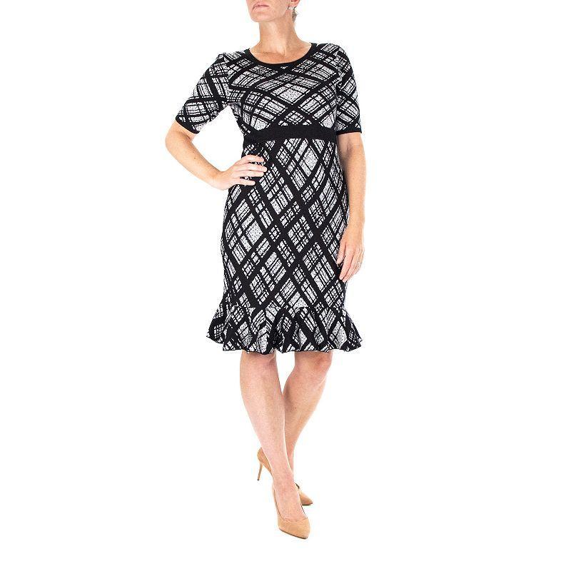 Womens Nina Leonard Plaid Flounce-Hem Dress Product Image