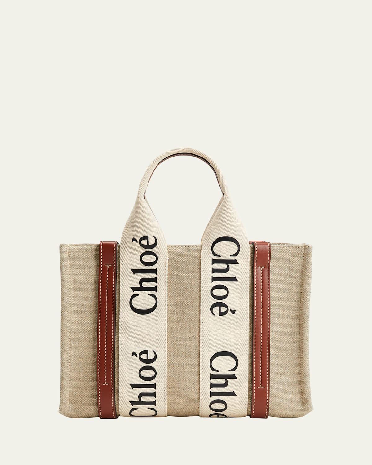 Woody Small Tote Bag in Linen with Crossbody Strap Product Image
