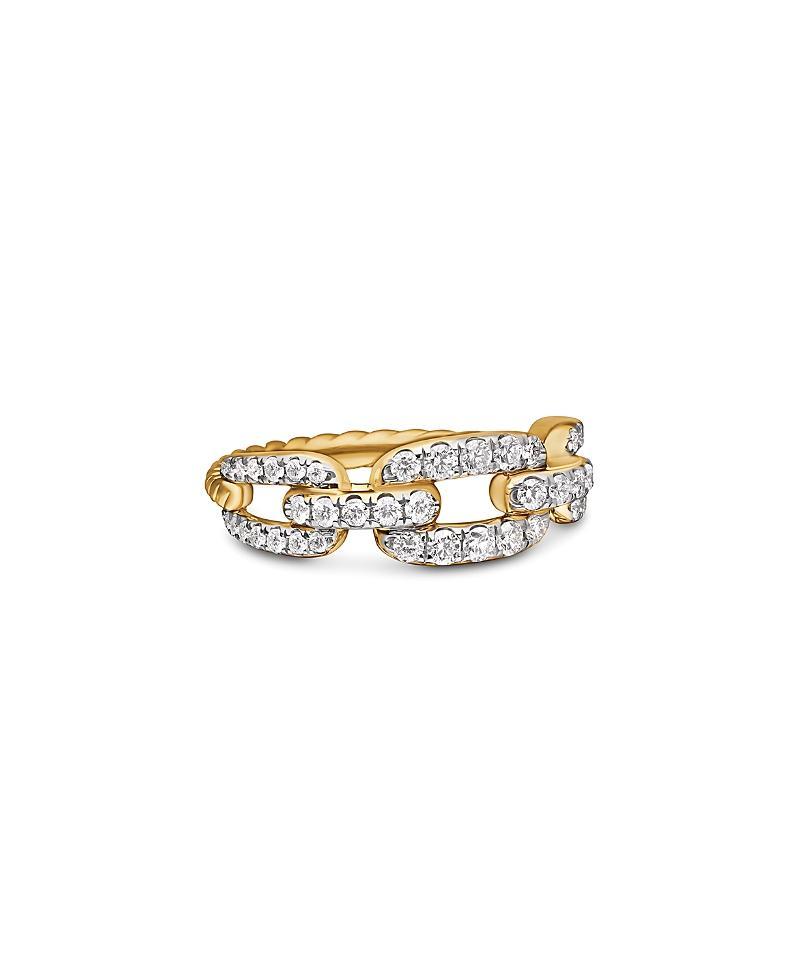 Womens Stax Chain Link Ring in 18K Yellow Gold with Pav Diamonds Product Image