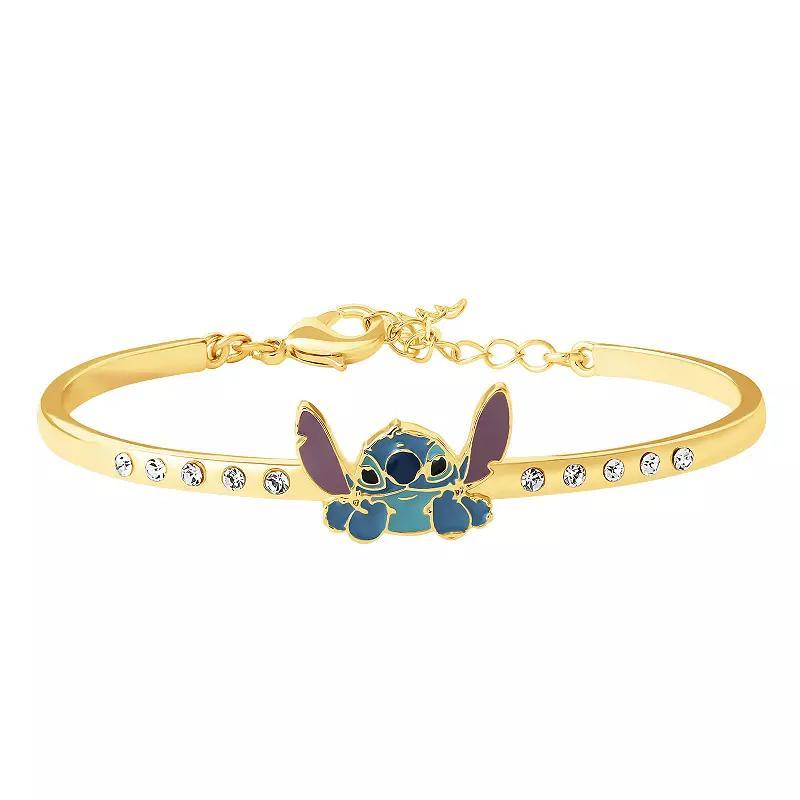 Disneys Lilo & Stitch Gold Plated Crystal Bangle Bracelet, Womens, Size: 6.5+2 ADJ, Gold Tone Product Image