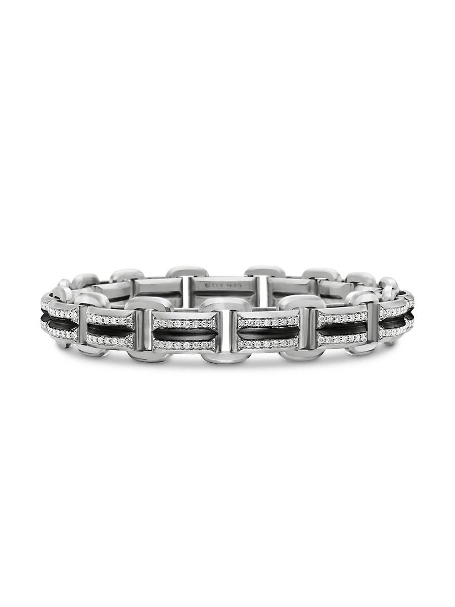 Mens Deco Beveled Link Bracelet in Sterling Silver Product Image