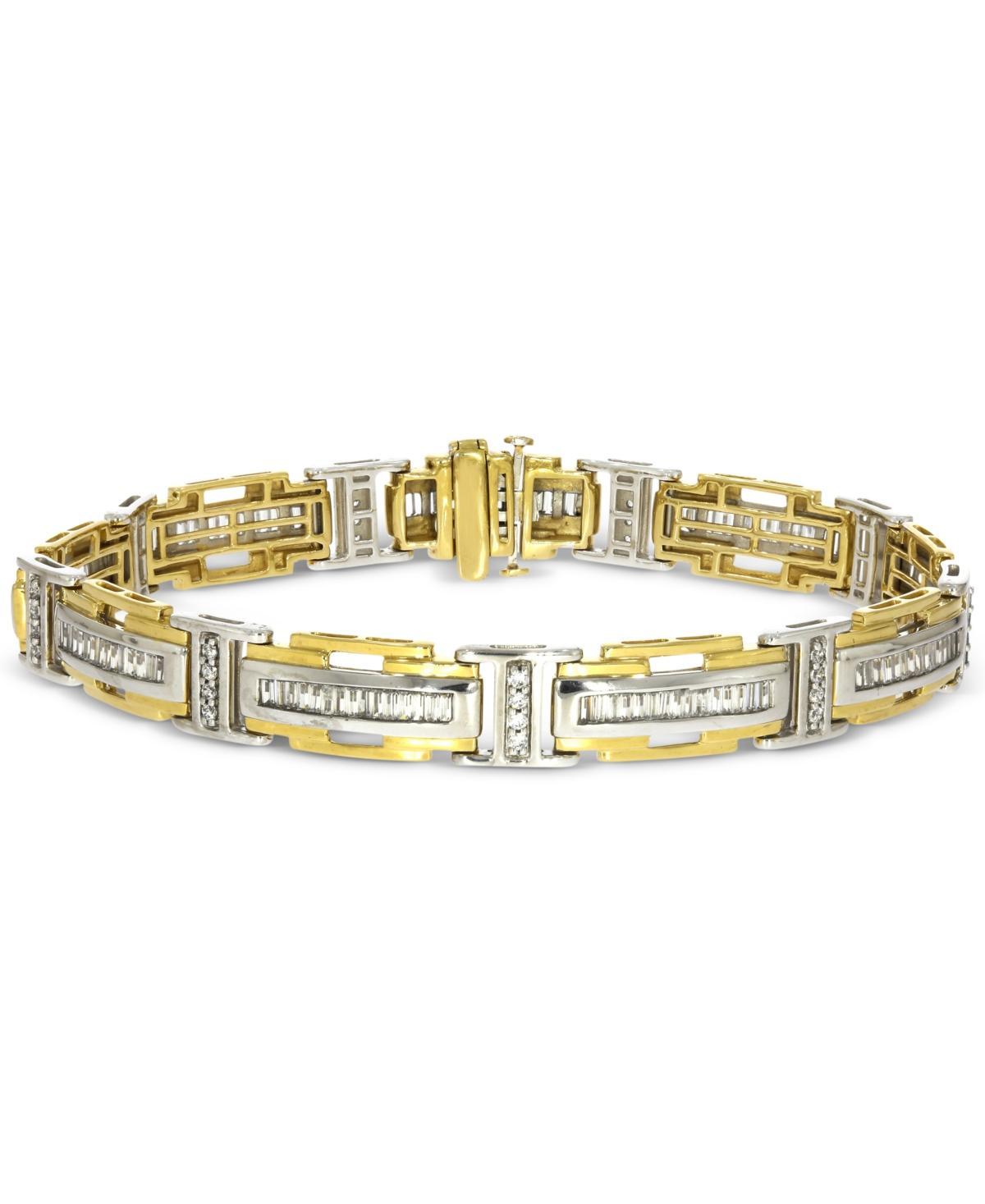 Mens Diamond Baguette & Round Link Bracelet (2-1/2 ct. t.w.) in 10k Two-Tone Gold Product Image