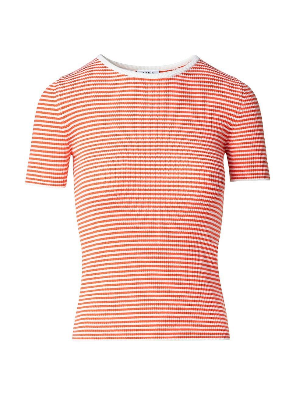 Womens Striped Rib-Knit T-Shirt Product Image