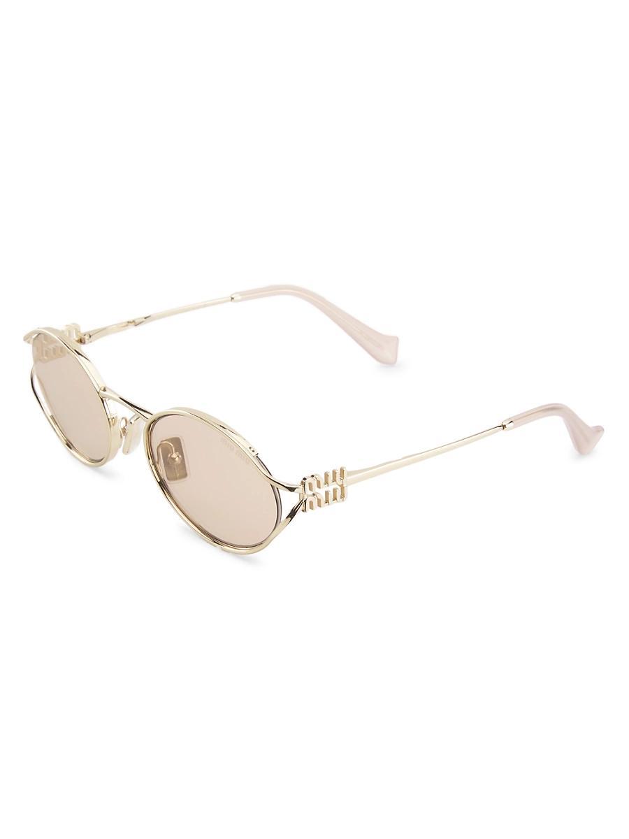 Miu Miu Womens MU 52YS54-X 54mm Oval Mirrored Sunglasses - Pale Gold/Pink Mirror Product Image