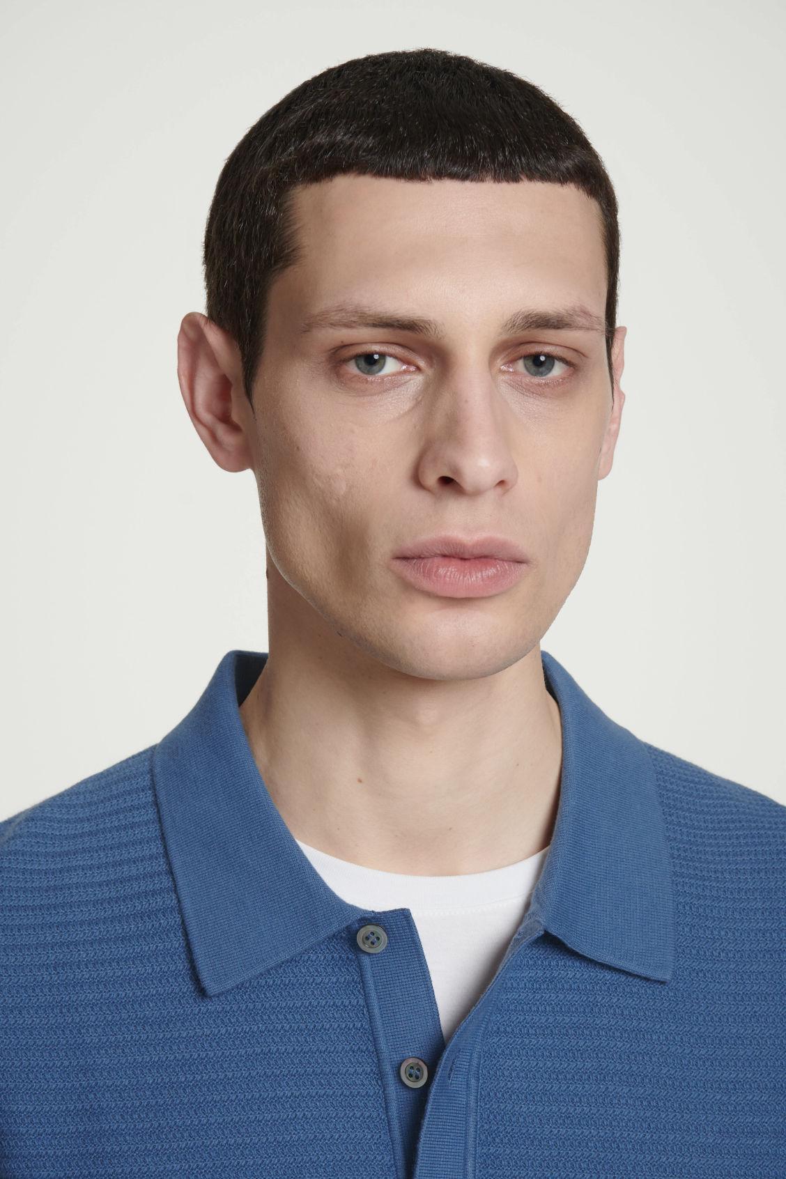 TEXTURED KNITTED COTTON POLO SHIRT Product Image