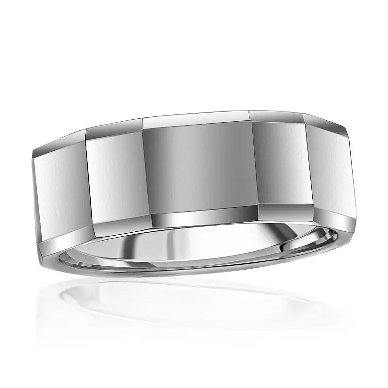 Metallo Polished Faceted Tungsten Ring, Mens Product Image