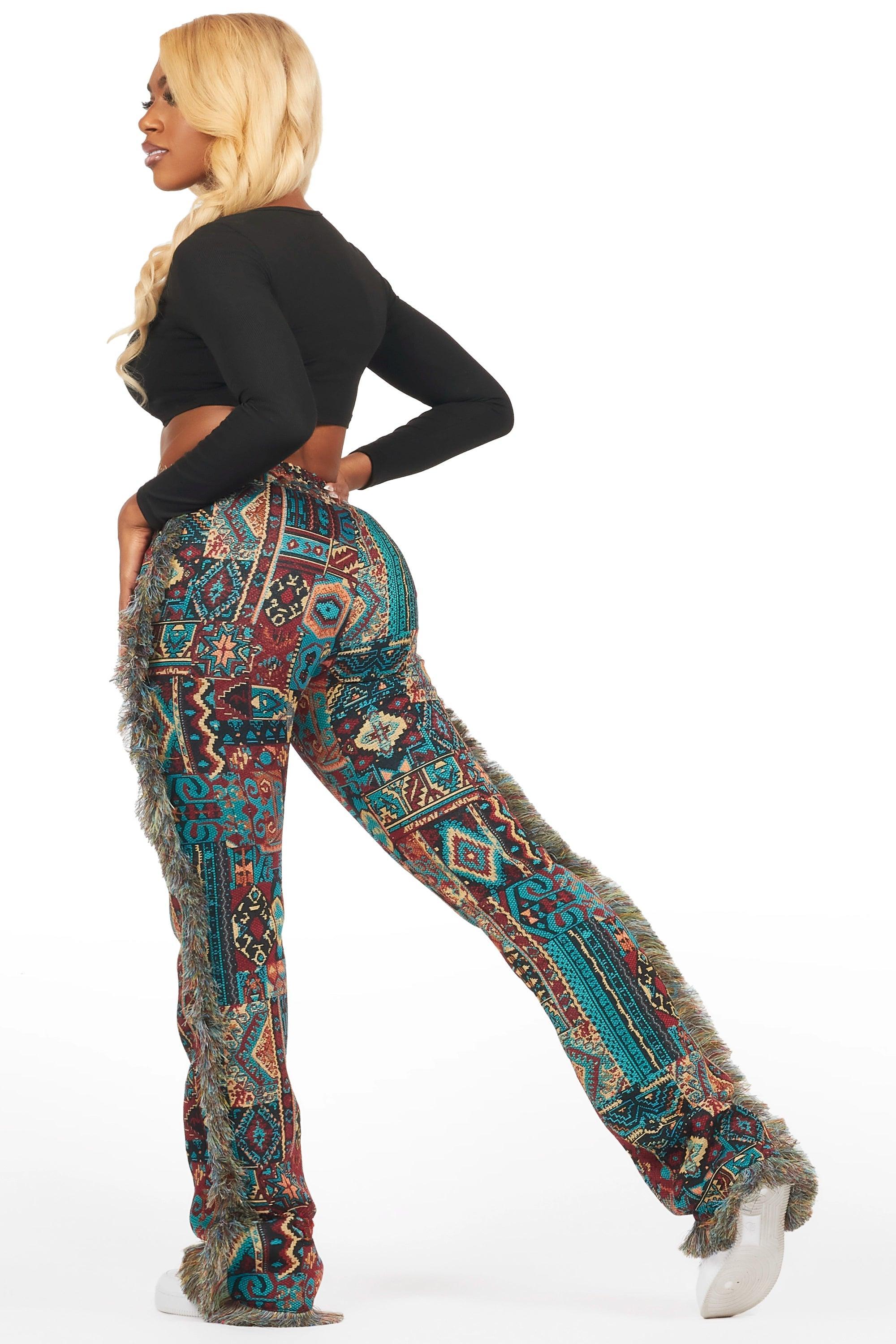 Joliet Red Tapestry Stacked Pant Female Product Image