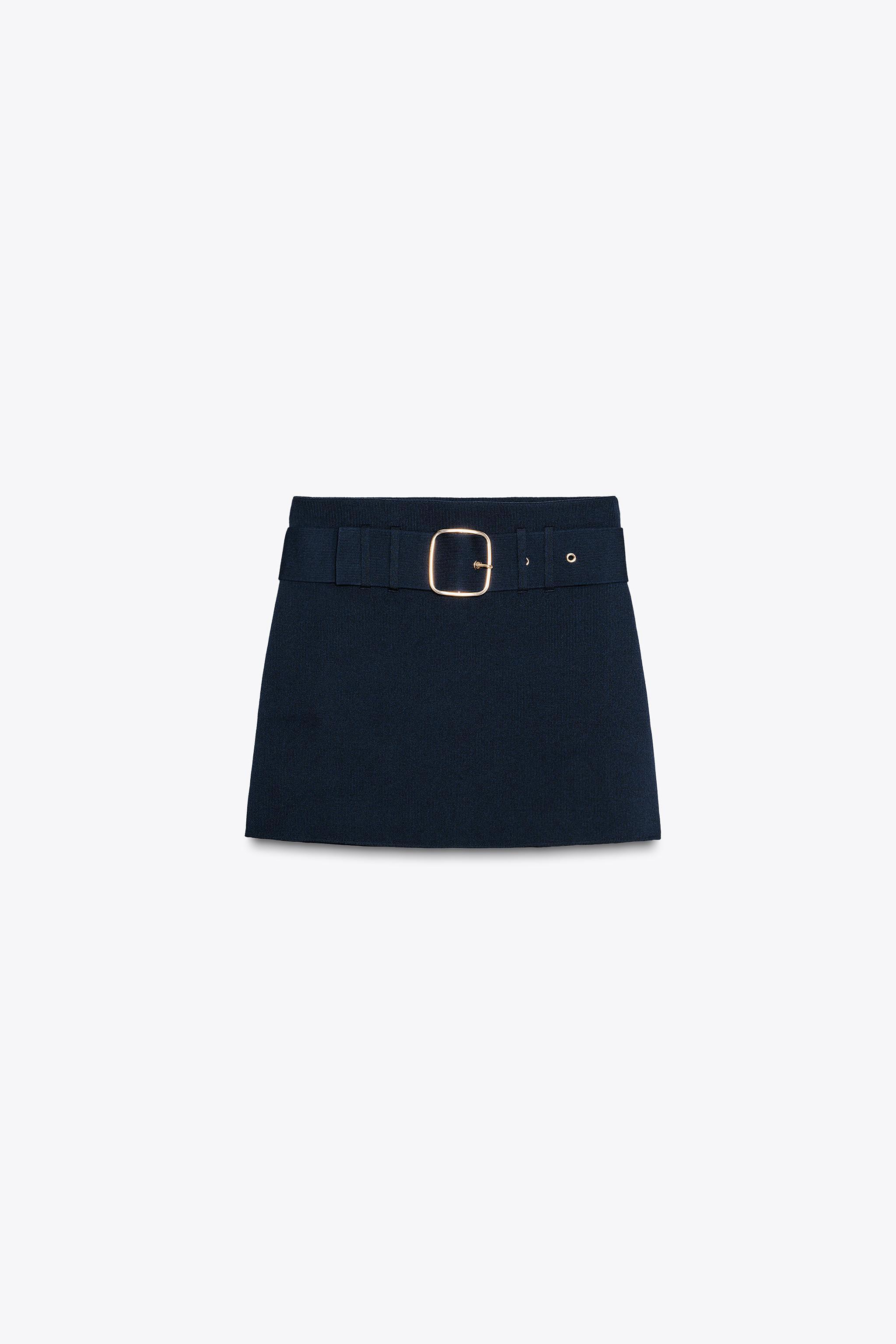 BELTED KNIT MINI SKIRT Product Image