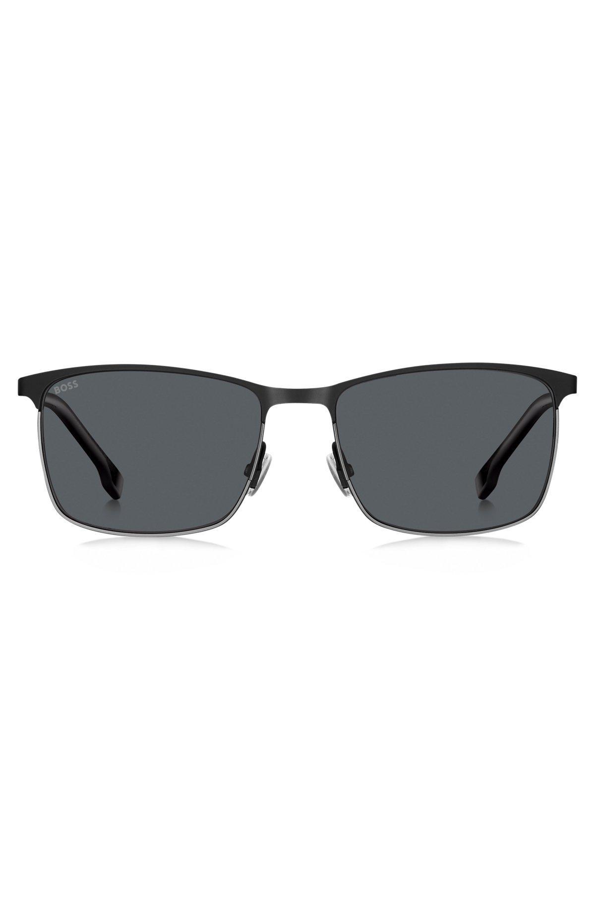 Italian-made sunglasses in steel with stripe detail Product Image