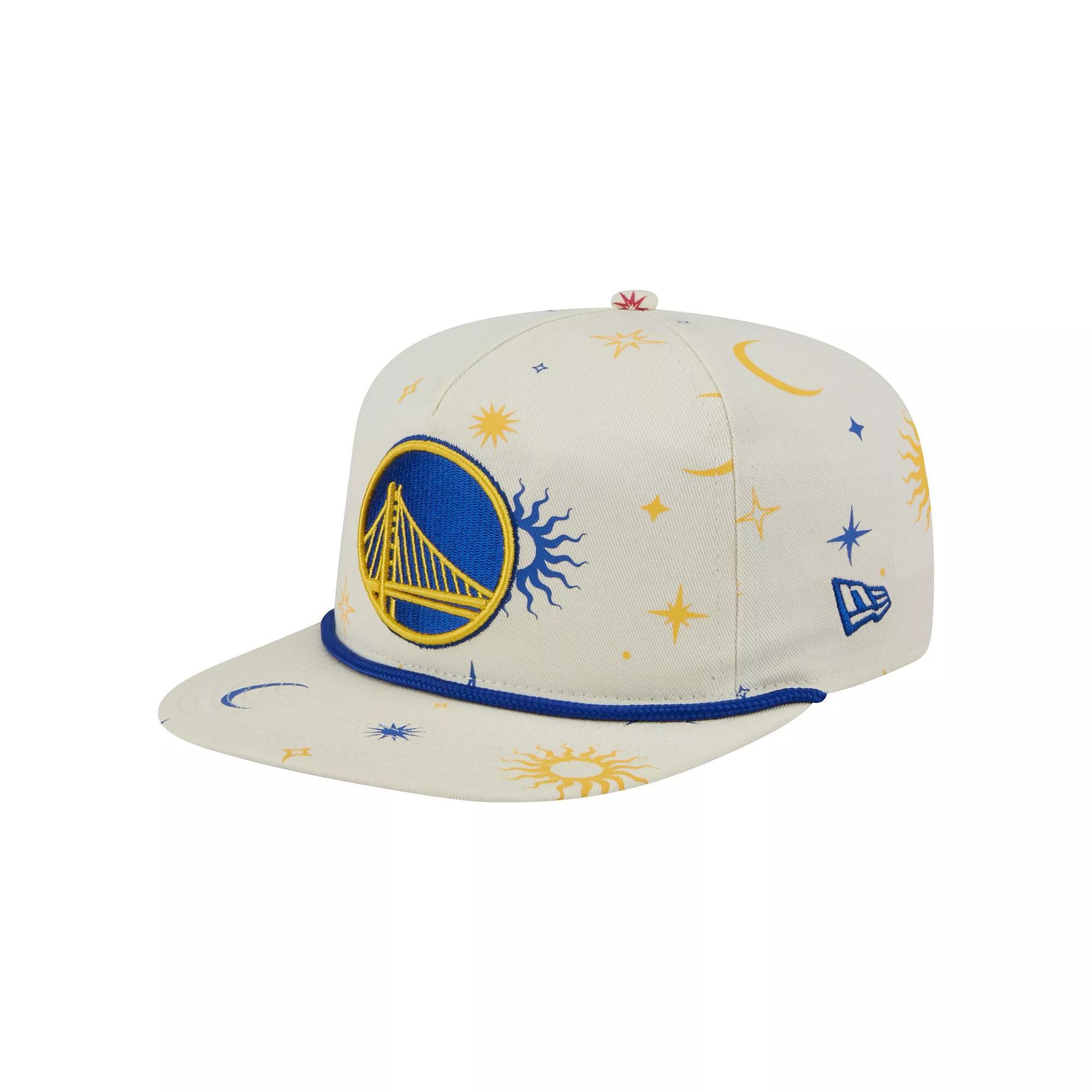 Men's New Era Cream Golden State Warriors Lunar Golfer Snapback Hat, Beige Product Image