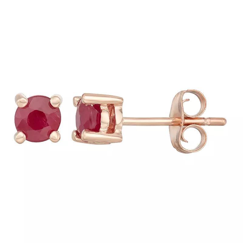 14k Gold Ruby Stud Earrings, Womens, White Product Image