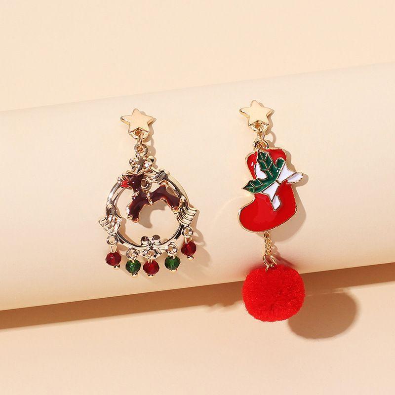 Asymmetrical Christmas Pom Pom Drop Earring Product Image