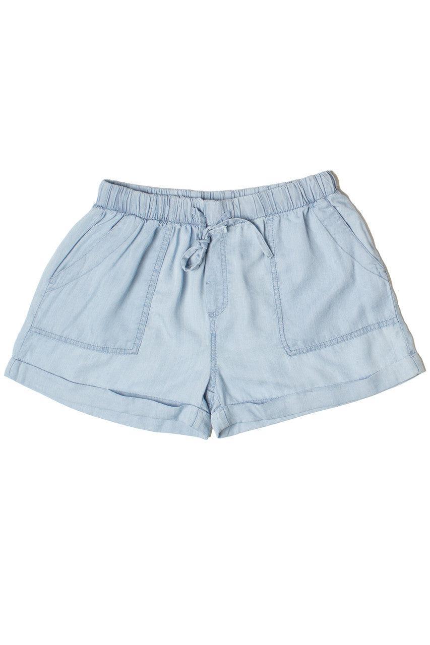 Cuffed Hem Drawstring Tencel Shorts Product Image