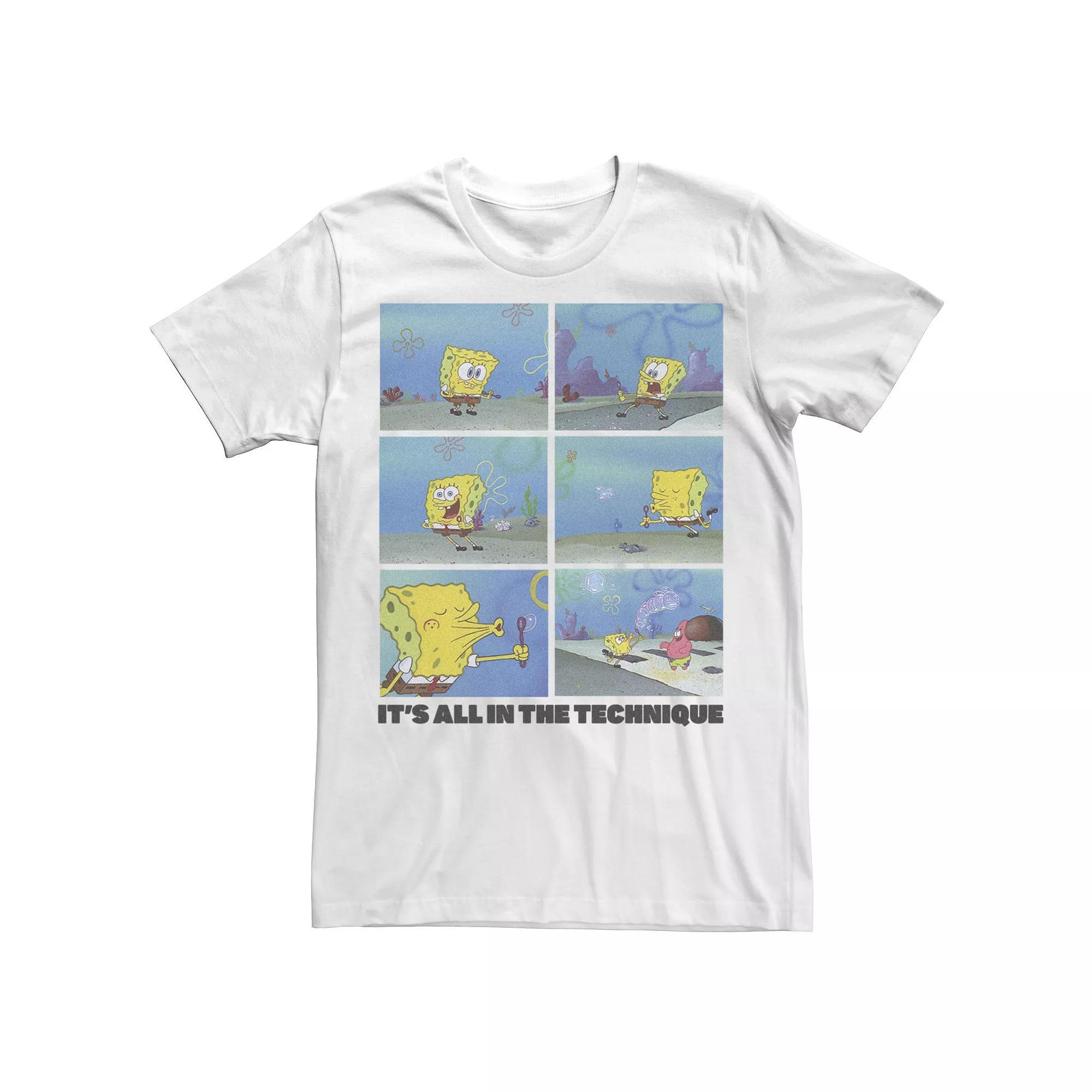 Men's SpongeBob SquarePants SpongeBob Bubble Technique Grid Tee, Size: XL, White Product Image