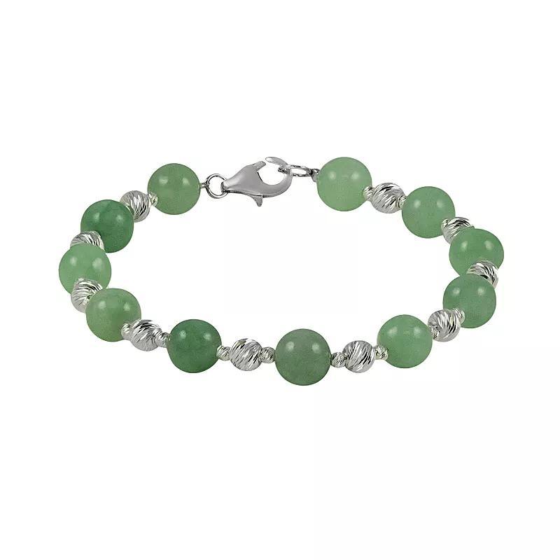 Sterling Silver Jade Bead Bracelet, Womens Product Image