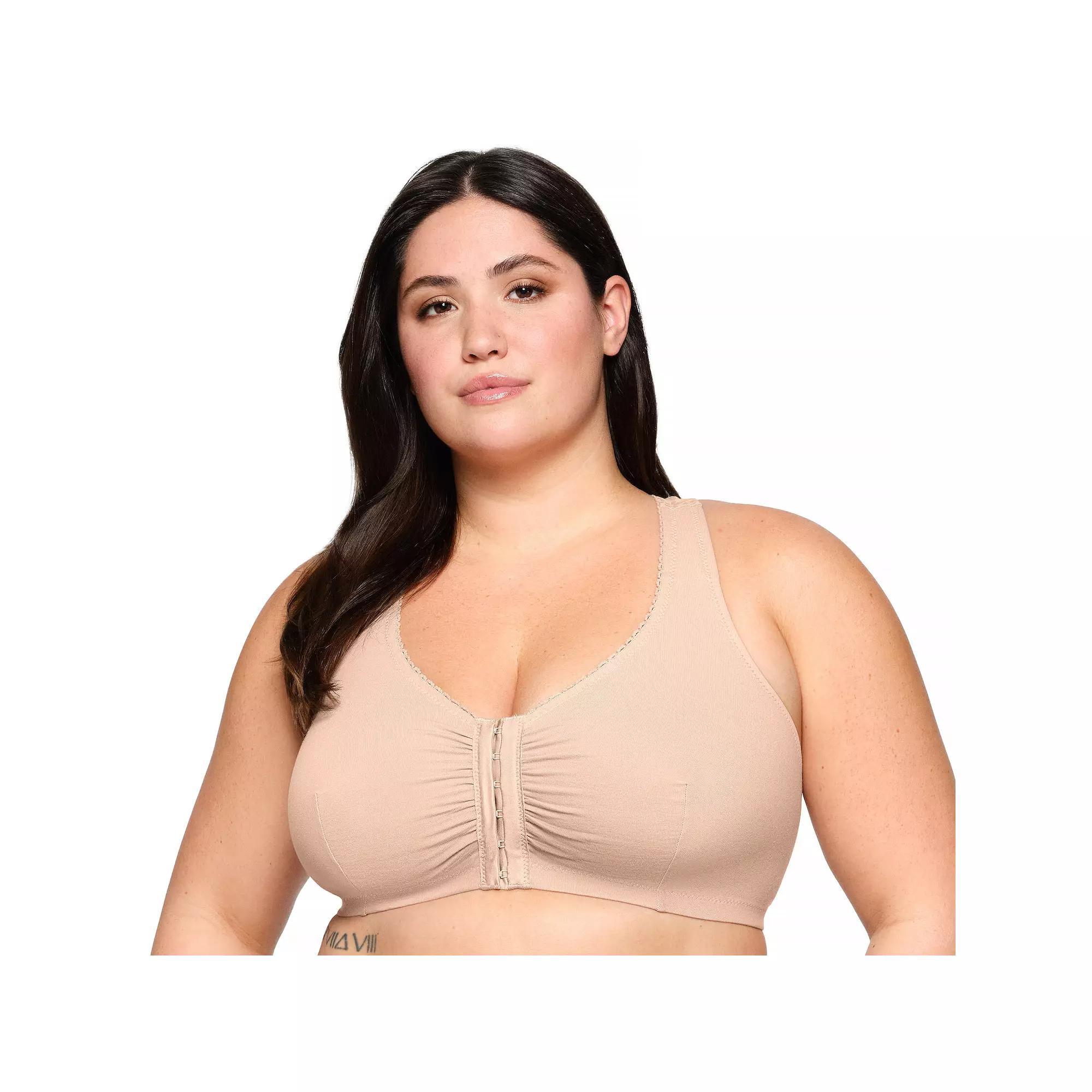 Plus Size Glamorise Full-Figure Complete Comfort Wire-free Cotton T-Back Bra 1908, Women's, Size: 42 Dd/Ddd, White Product Image