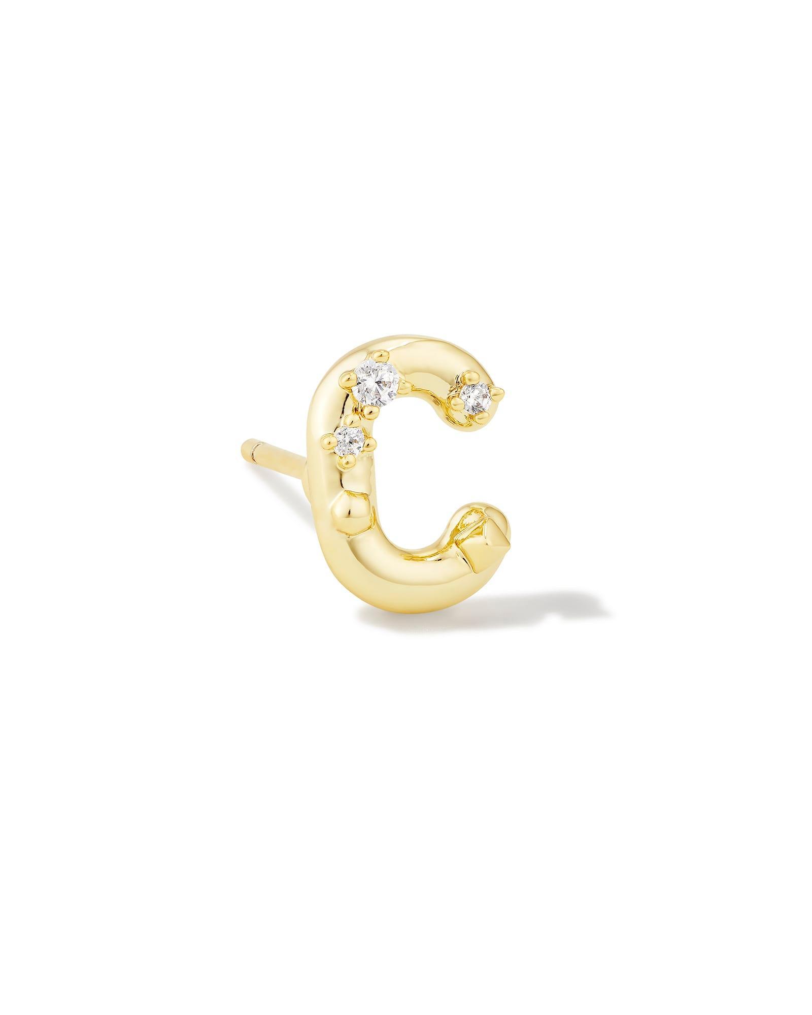 Austin Gold Single Stud Earring in White CZ Product Image