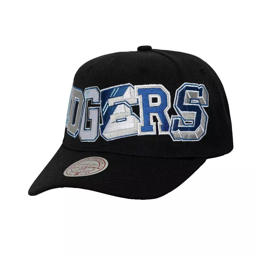 Men's Mitchell & Ness Black Los Angeles Dodgers Hyper Type Pro Crown Snapback Hat Product Image