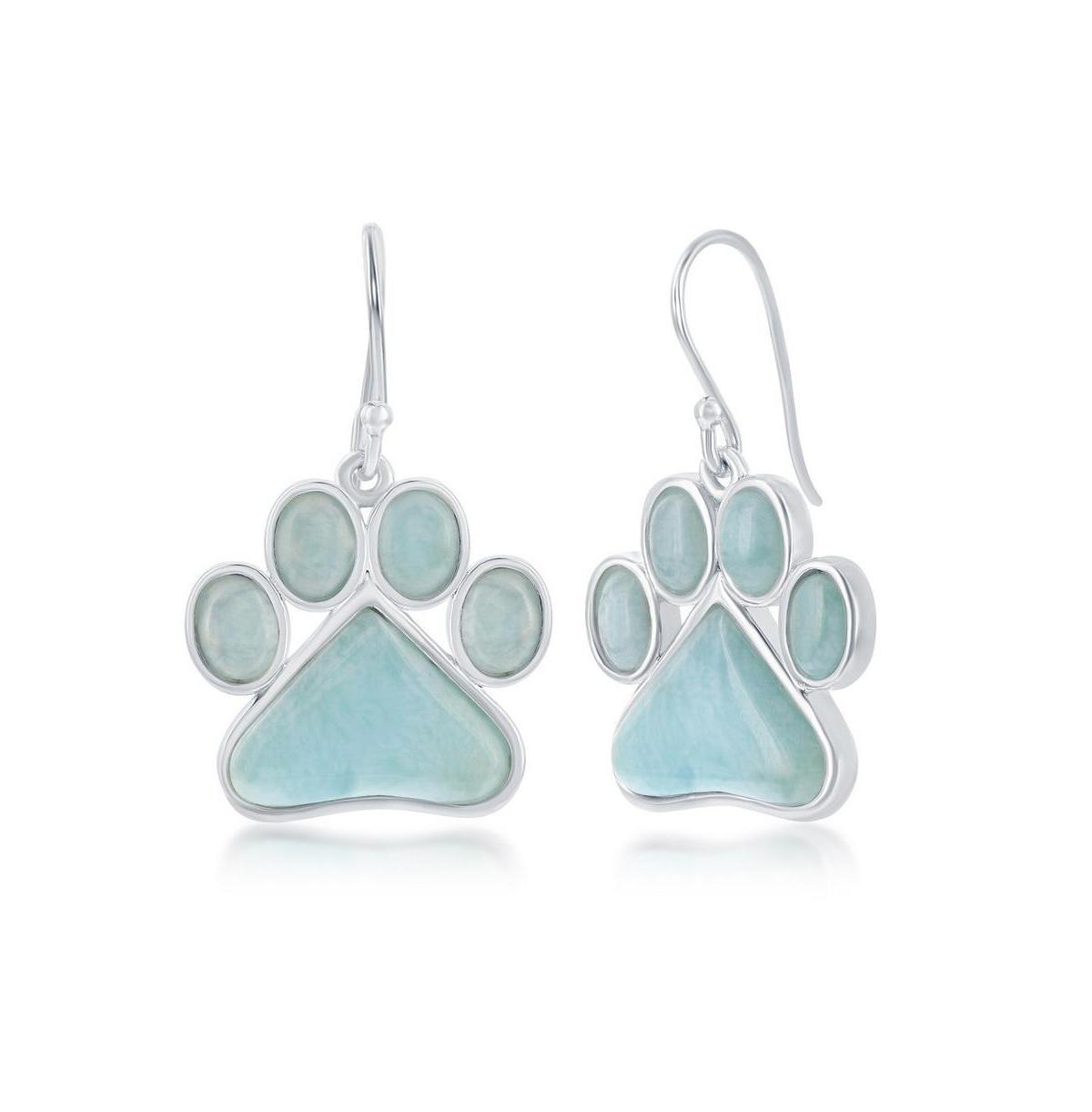 Sterling Silver Larimar Paw Drop Earrings, Womens, Silvertone Product Image