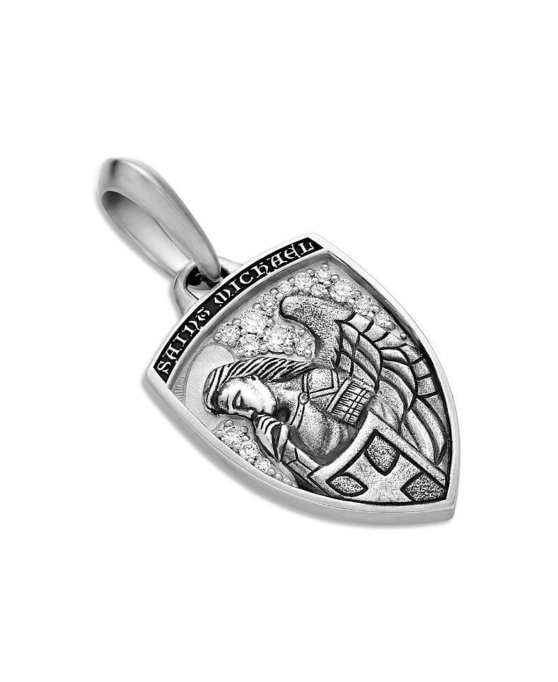 David Yurman Mens Sterling Silver St. Michael Medallion Amulet with Pave Diamonds Product Image