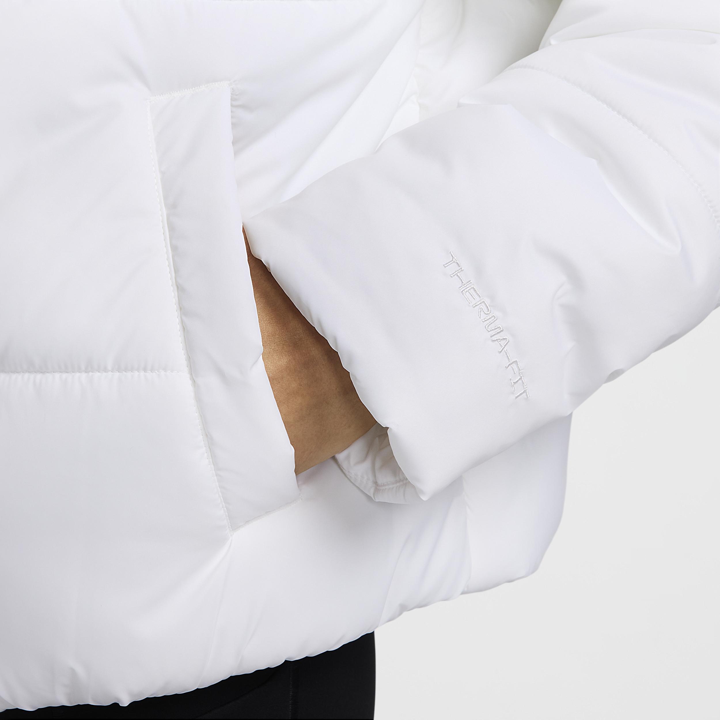 Womens Nike Sportswear Classic Puffer Therma-FIT Loose Hooded Jacket | FZ5899-100 Product Image