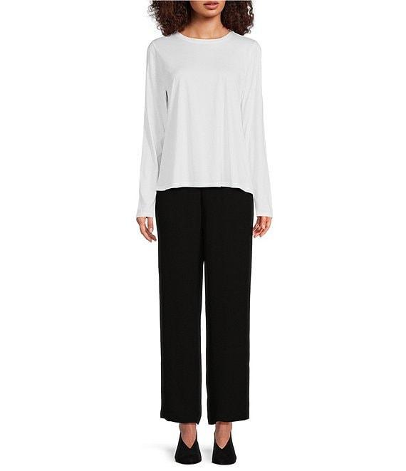 Eileen Fisher Silk Georgette Crepe Elastic Waist Pants Product Image