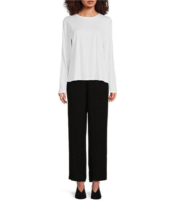 Eileen Fisher Silk Georgette Crepe Elastic Waist Pants Product Image
