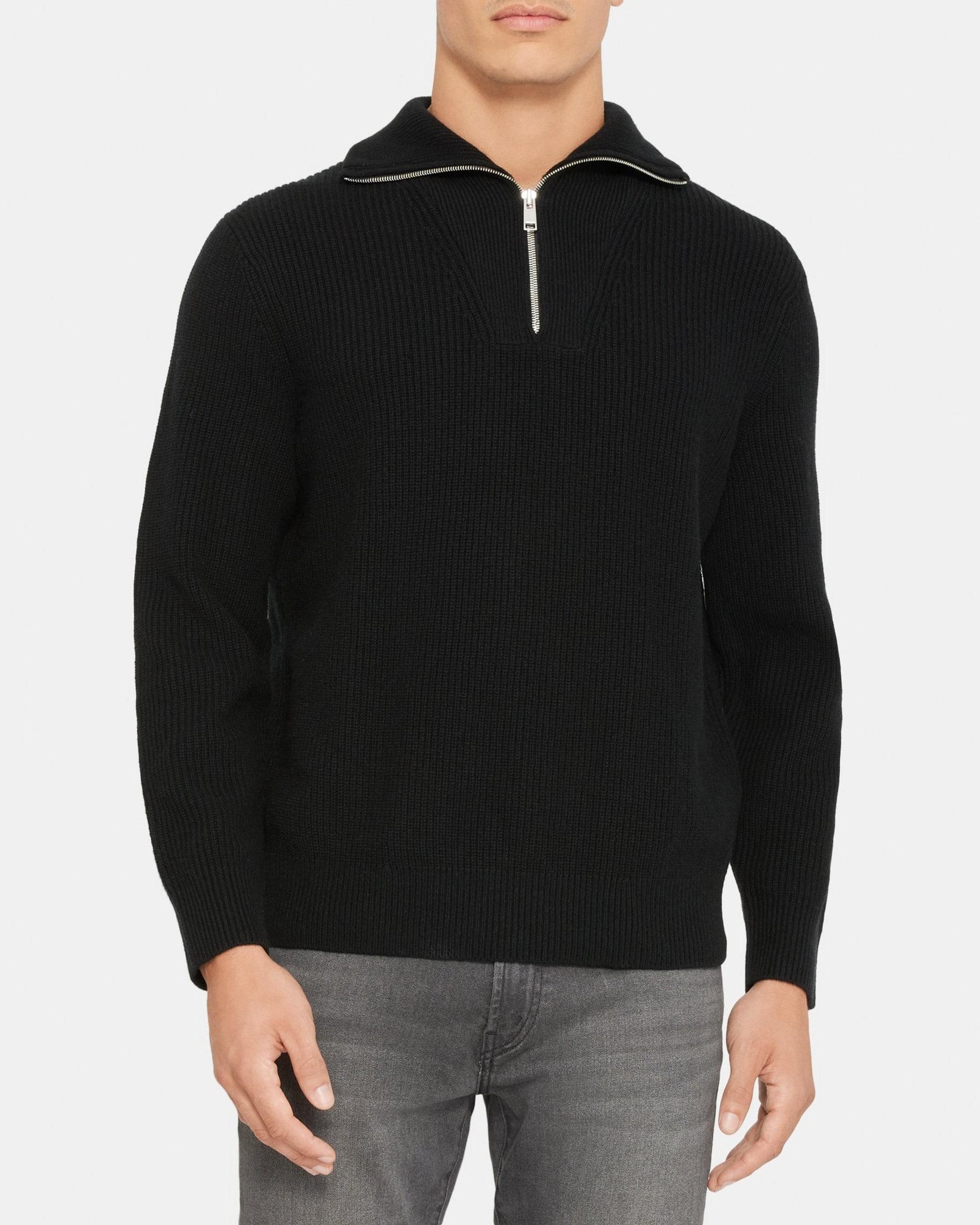 Quarter-Zip Mock Neck Sweater in Wool-Cashmere Product Image