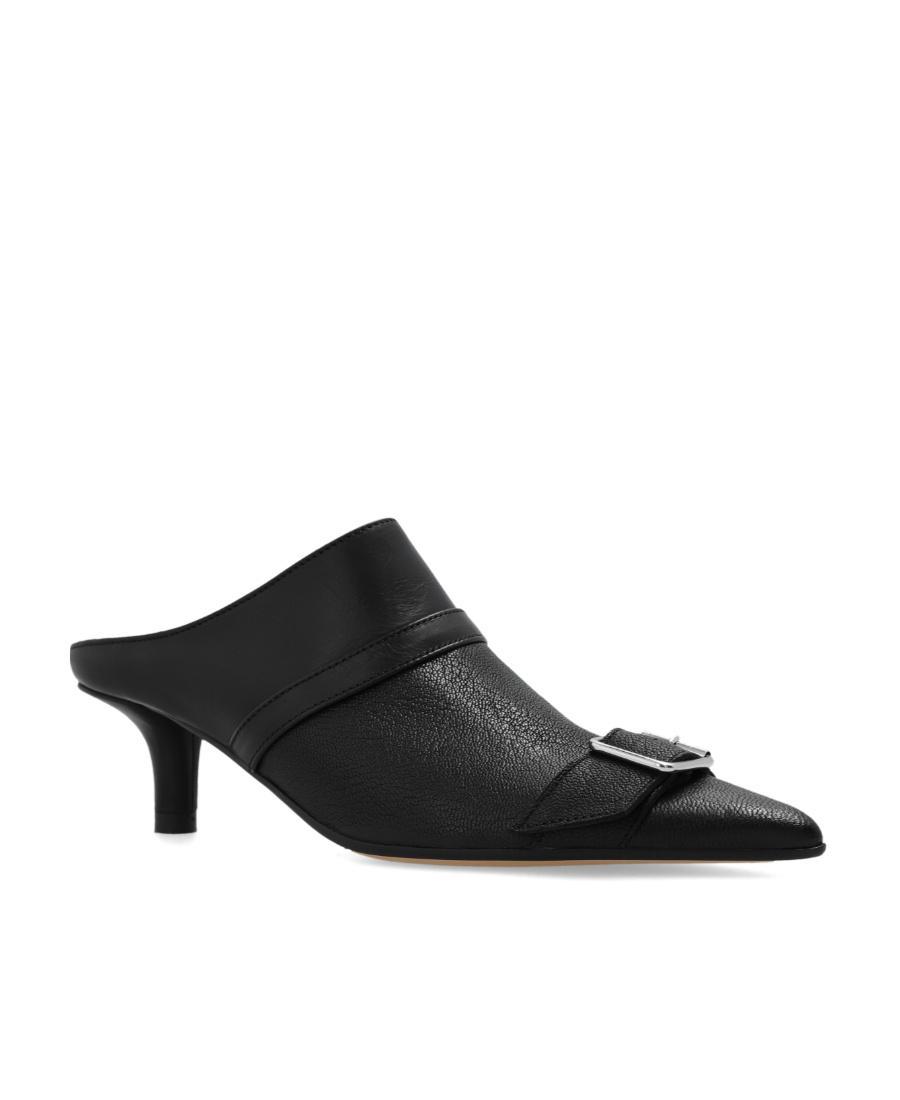 MM6 MAISON MARGIELA Calfskin Buckle Kitten-heel Mules In Black Product Image