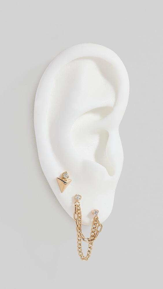 Zoe Chicco 14k Small Triangle Pyramid Single Stud Earring | Shopbop Product Image