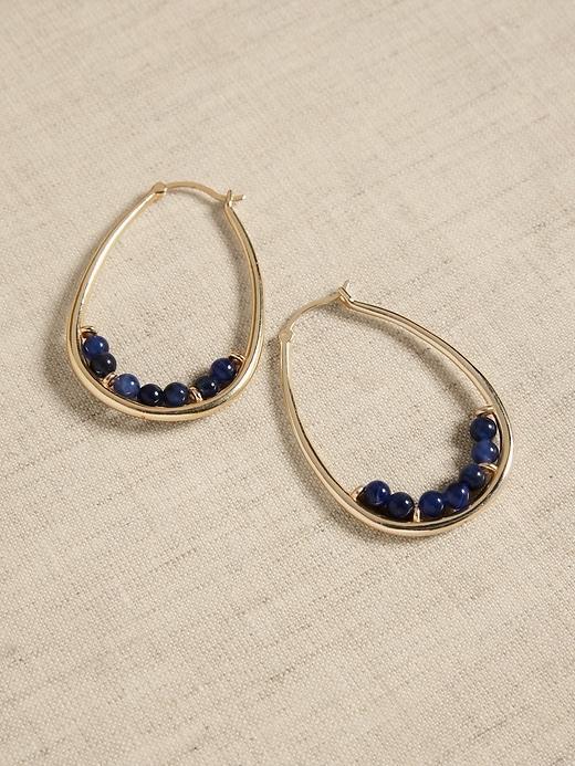 Semi-Precious Stone Hoop Earrings Product Image