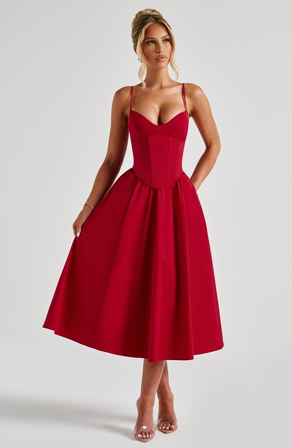 Mariella Midi Dress - Red Product Image