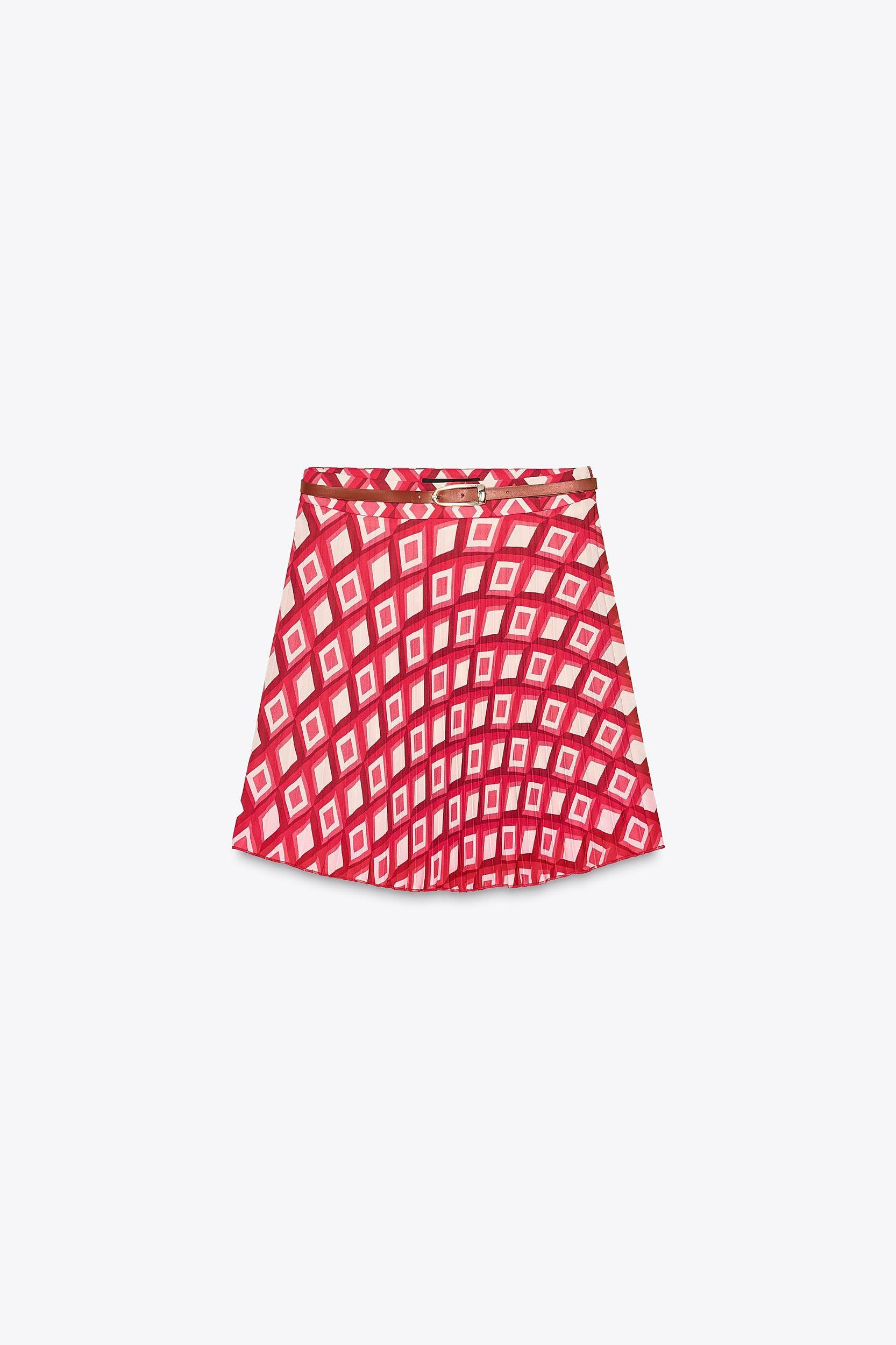 GEOMETRIC PRINT MINI SKIRT WITH BELT Product Image
