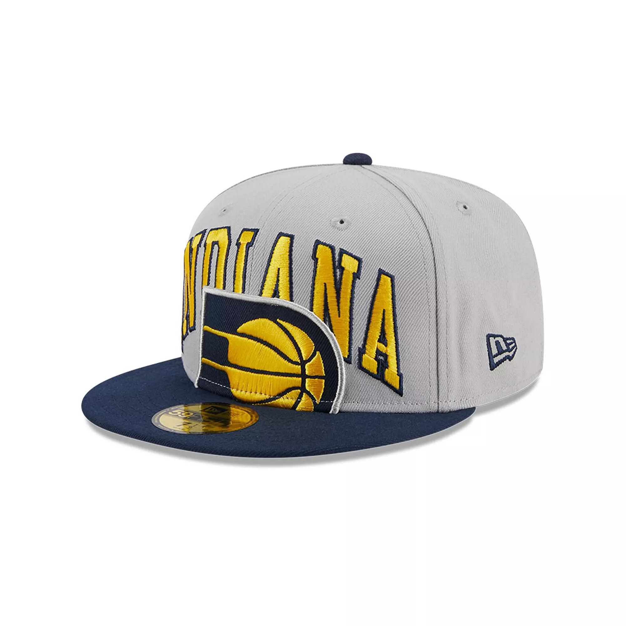 Men's New Era Gray/Navy Indiana Pacers Tip-Off Two-Tone 59FIFTY Fitted Hat, Size: 6 7/8, Grey Product Image
