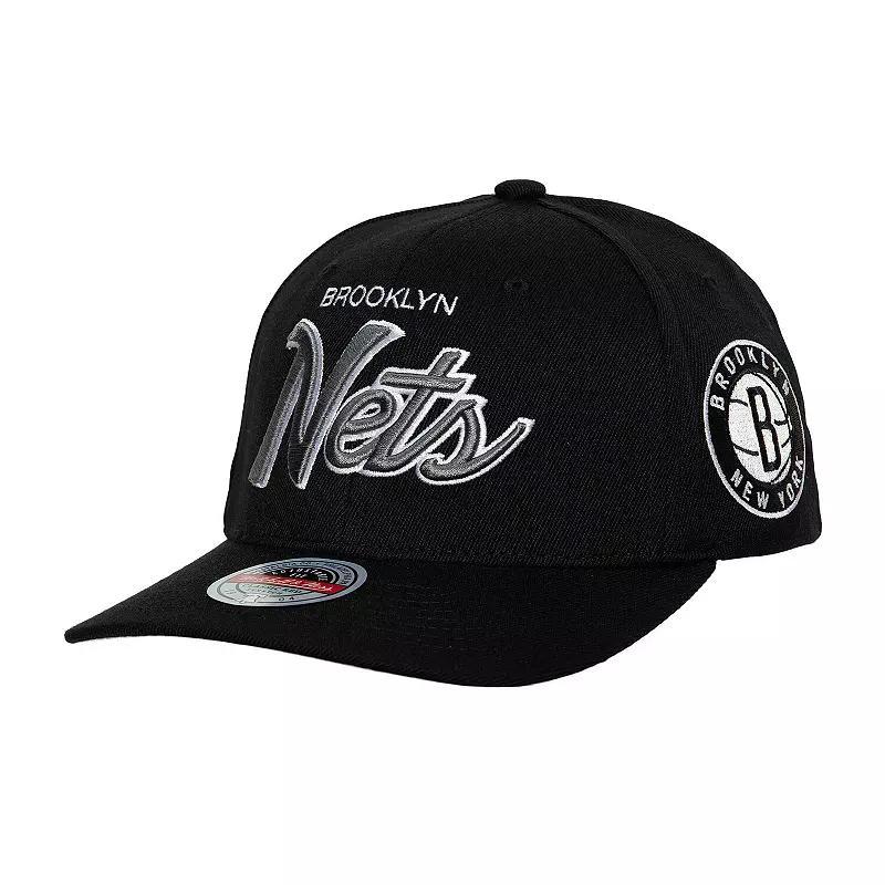 Men's Mitchell & Ness Black Brooklyn Nets MVP Team Script 2.0 Stretch-Snapback Hat Product Image