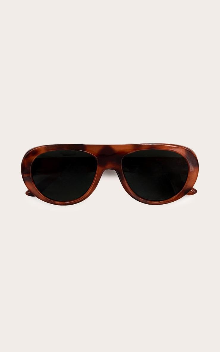 Honey Tortoiseshell Chunky Frame Aviator Sunglasses Product Image