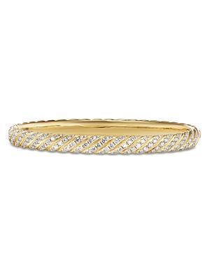 David Yurman 18K Yellow Gold Sculpted Cable Pave Diamond Bangle Product Image