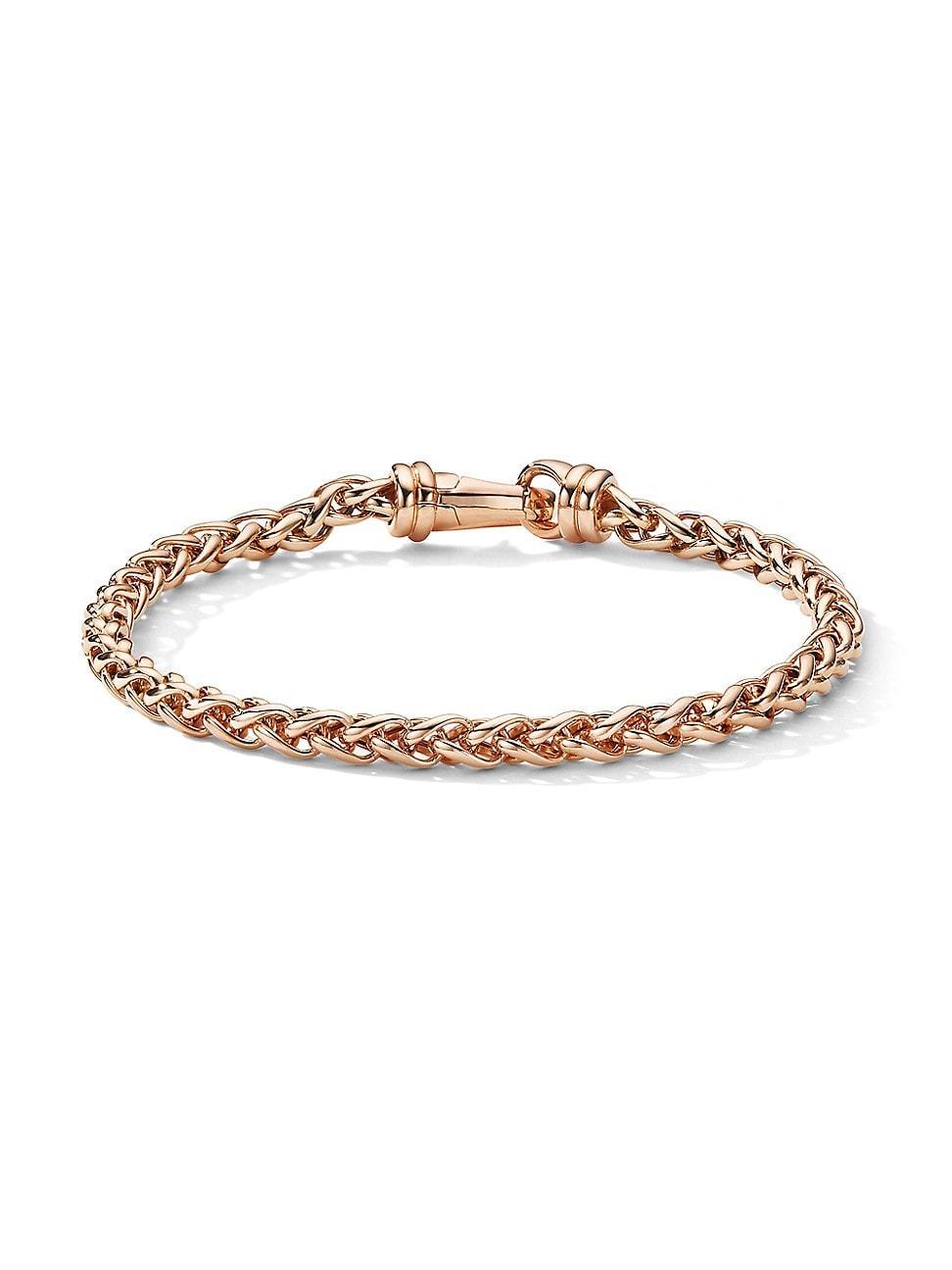 Mens Wheat Chain Bracelet In 18K Rose Gold Product Image