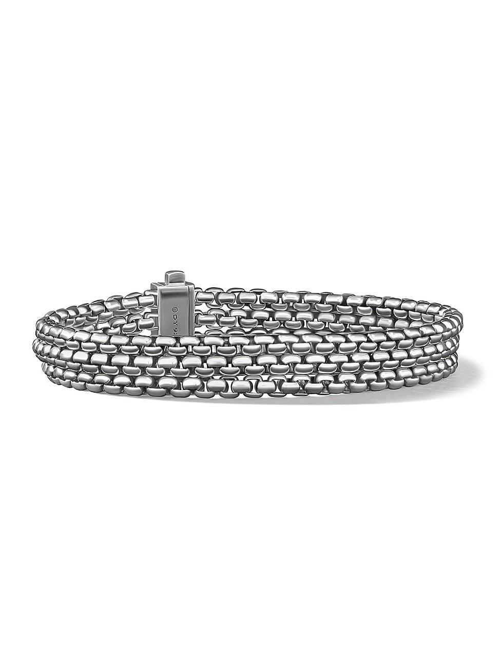 Mens Three Row Box Chain Bracelet In Sterling Silver Product Image