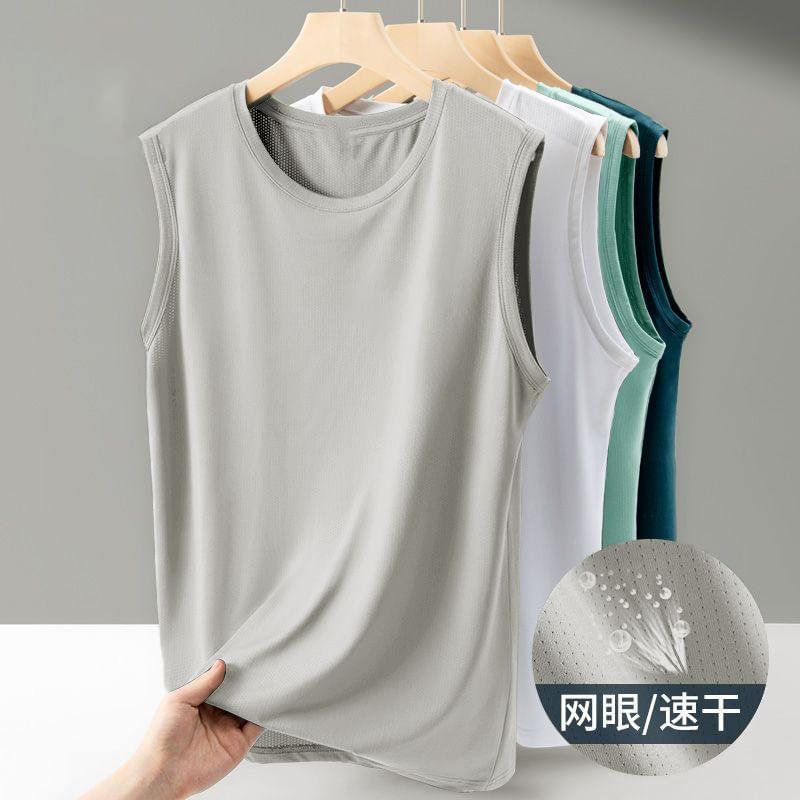 Round Neck Plain Tank Top Product Image