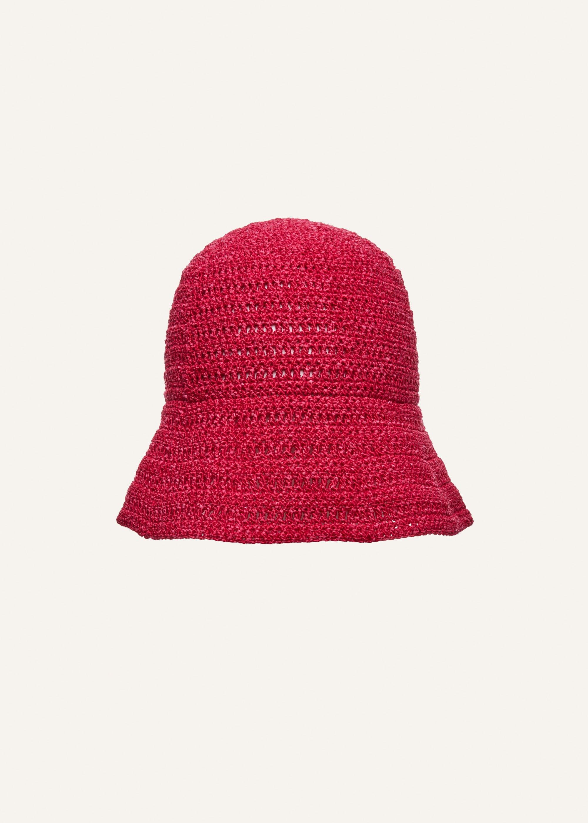 Handmade crochet bucket hat in fuchsia Product Image