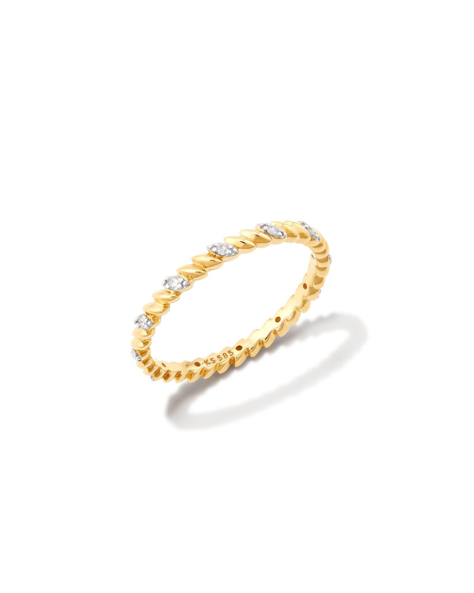 Tyler 14k Yellow Gold Band Ring in White Diamond Product Image